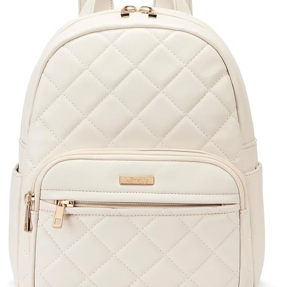 Mini Vegan Leather Backpack Small Fashion Purse For Travel Work Shopping White